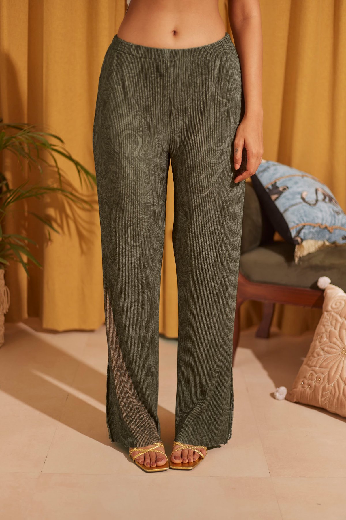 Green Pants with Elasticated waist