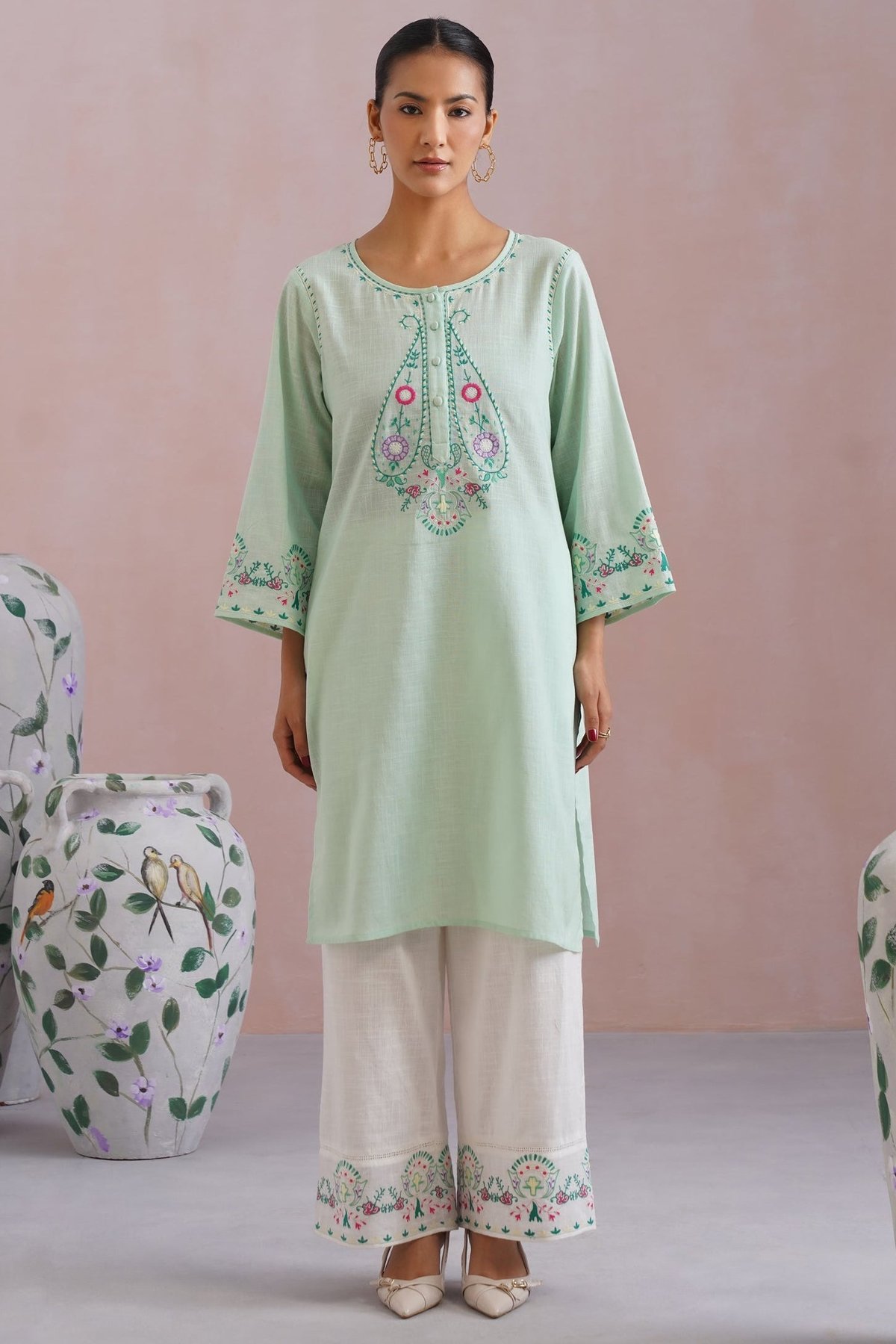 Paisley Embroidered Kurta Set