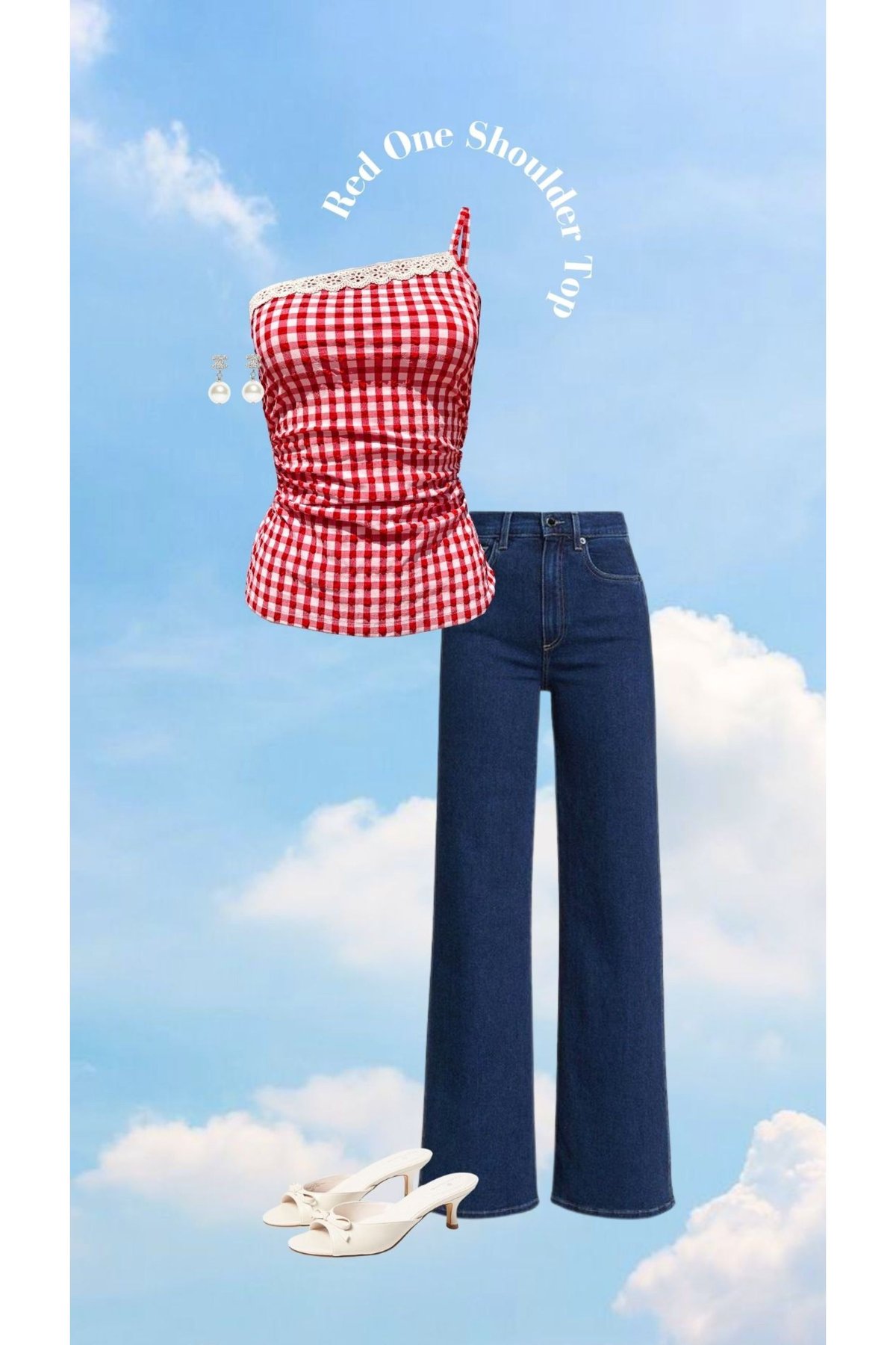 Red Gingham One shoulder Top