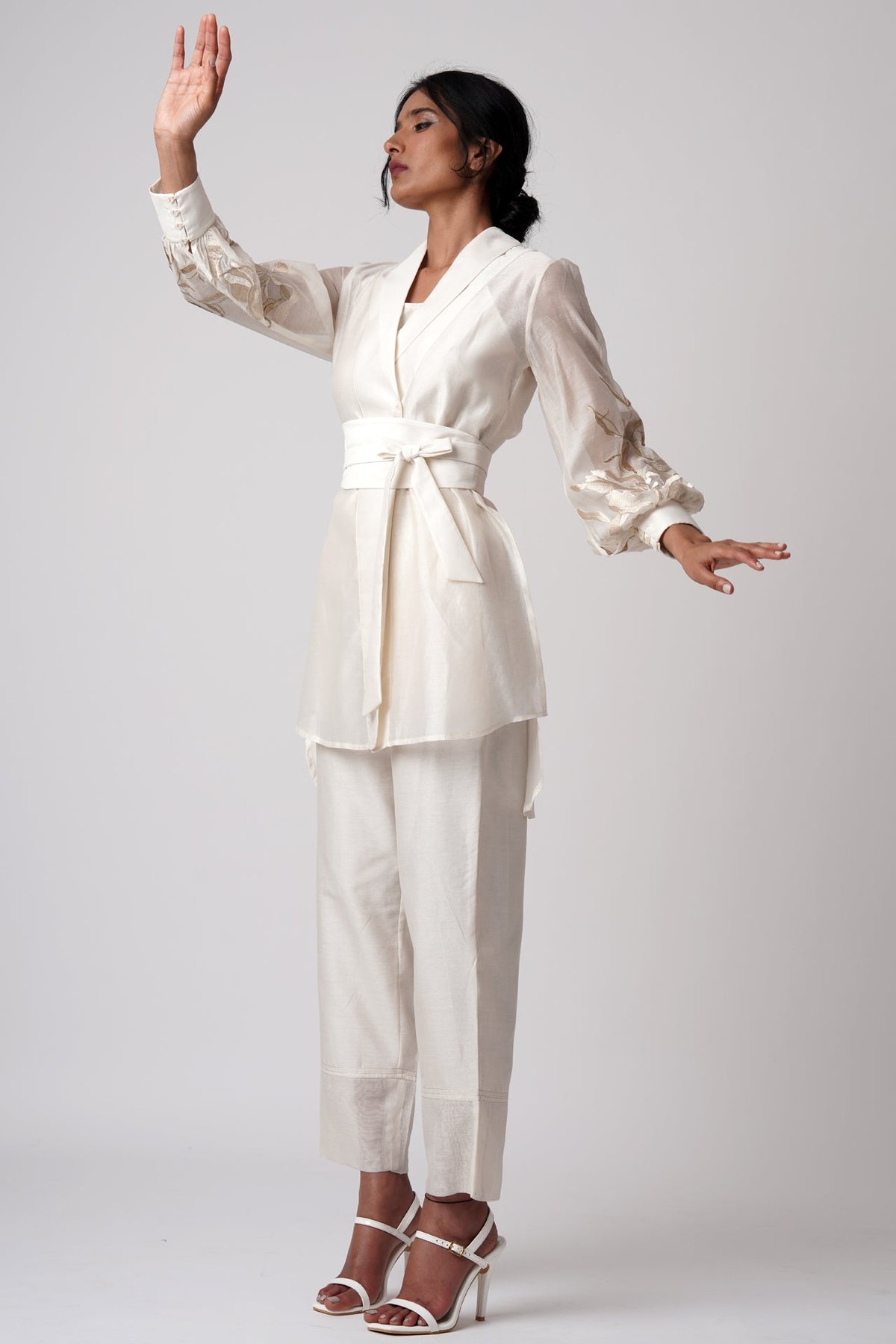 Vanilla Blazer Tunic and Straight Pants Co-ord Set