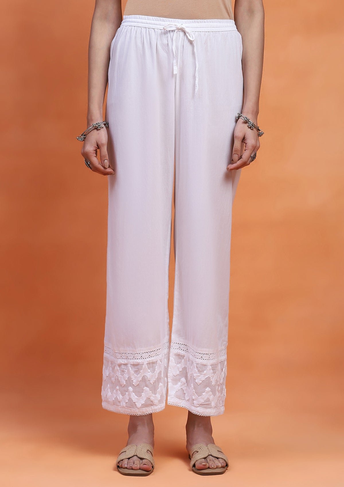 Chikankari Solid Women'S Pant