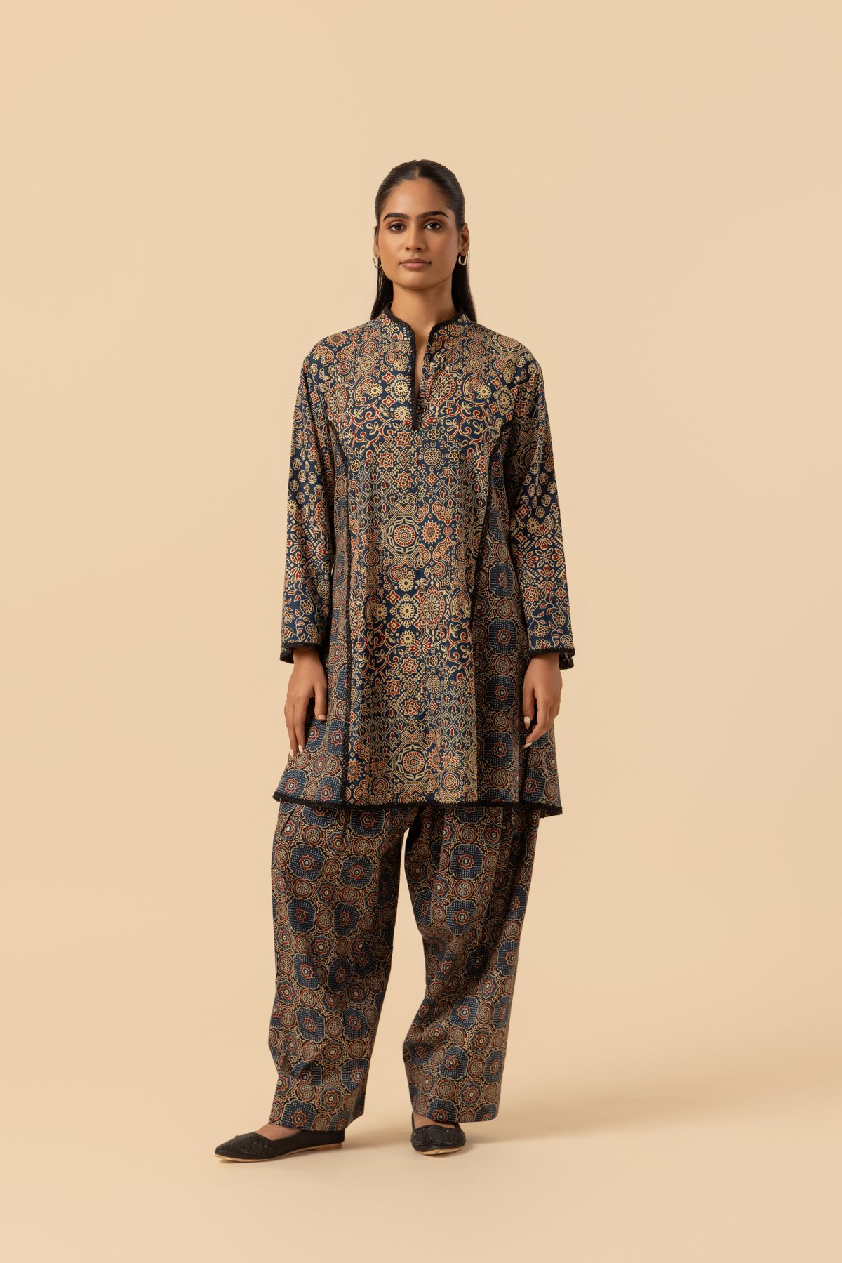 Naseebo Dusk Harmony Ajrakh Printed Farshi Coord Set