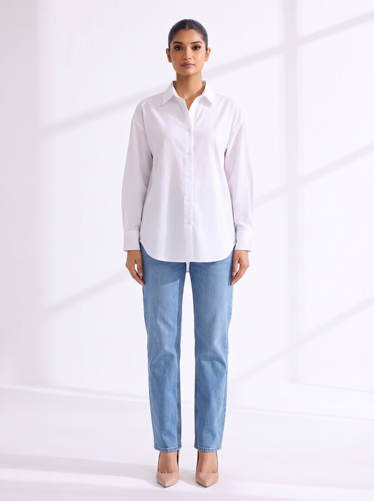 Crisp White Oversized Button-Down Shirt