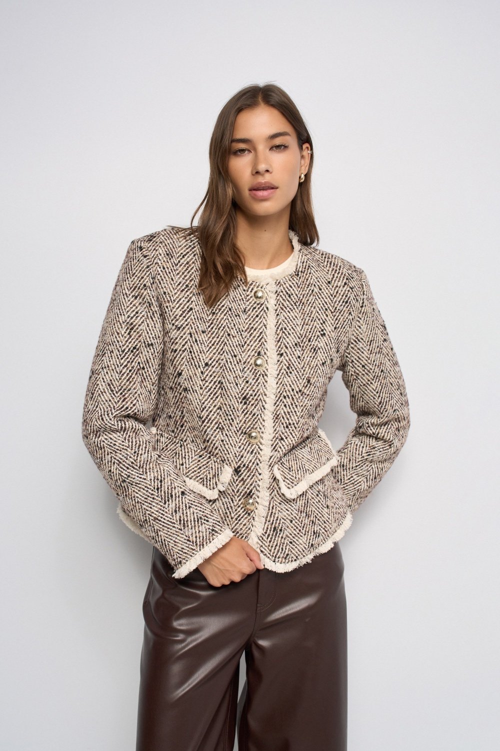 Tweed Wool Jacket W/ Padded Lining