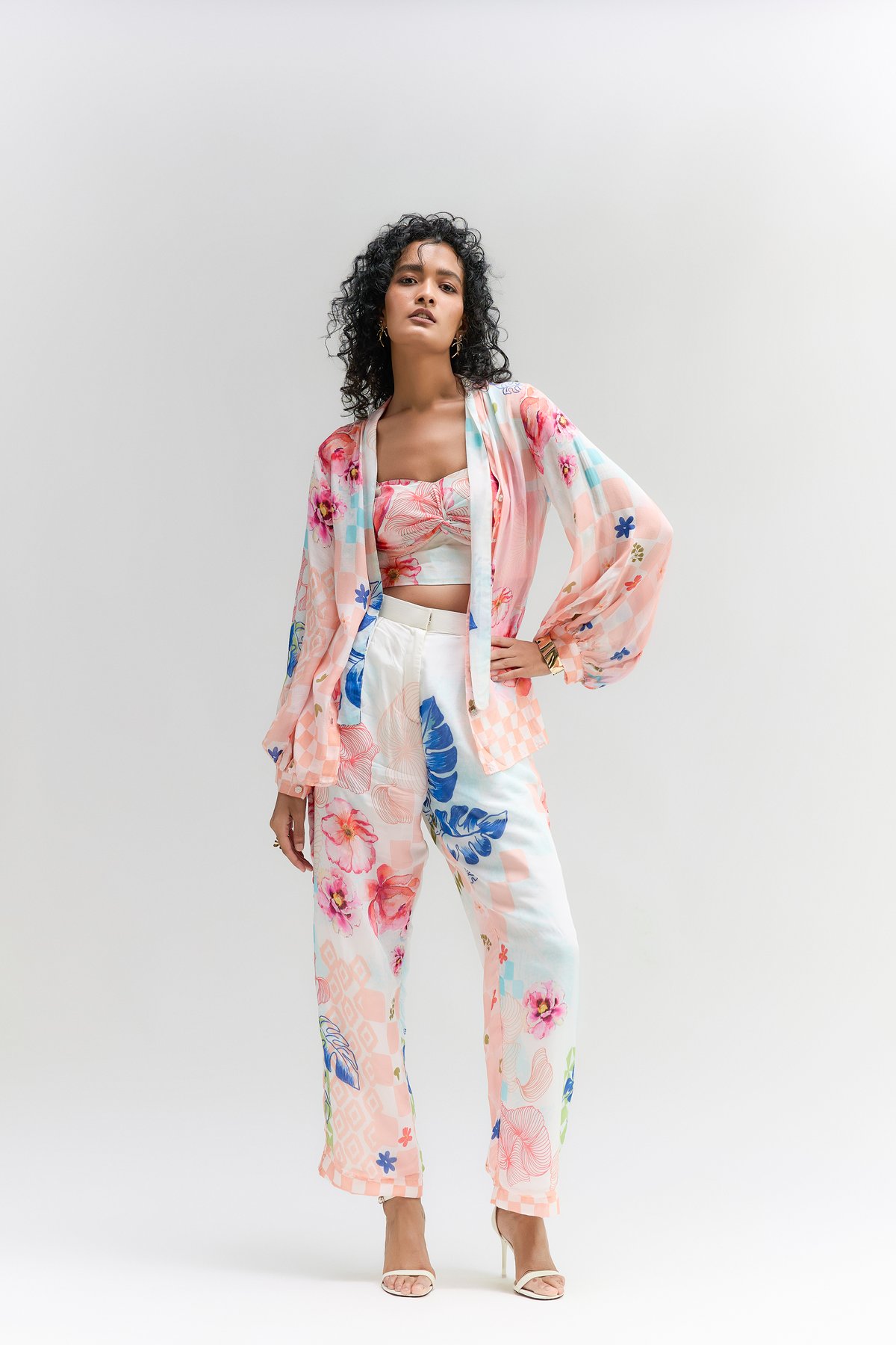 Multi Coloured Floral Printed Tie-Up Shirt