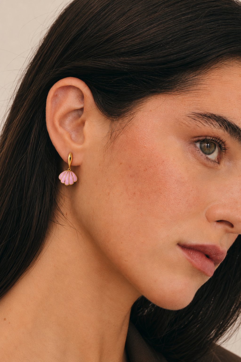 Blush Pink Shell-Inspired Drop Earrings