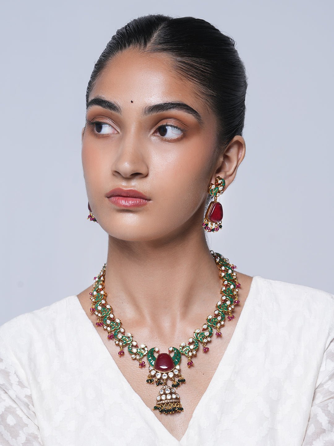 Jadau Peacock Necklace Set