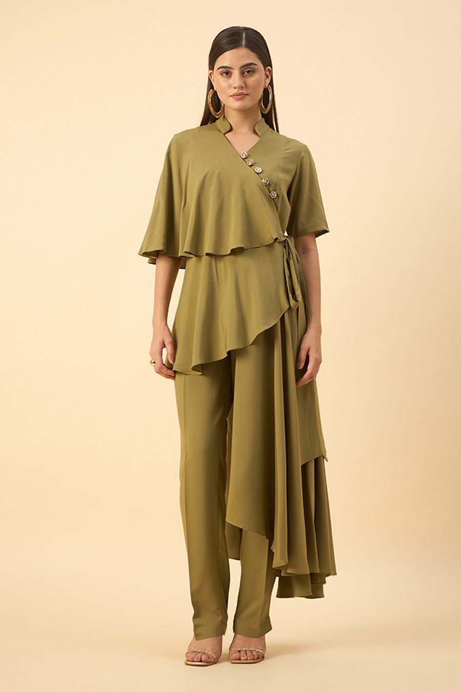 Fern Green Flared Tunic Pant Set