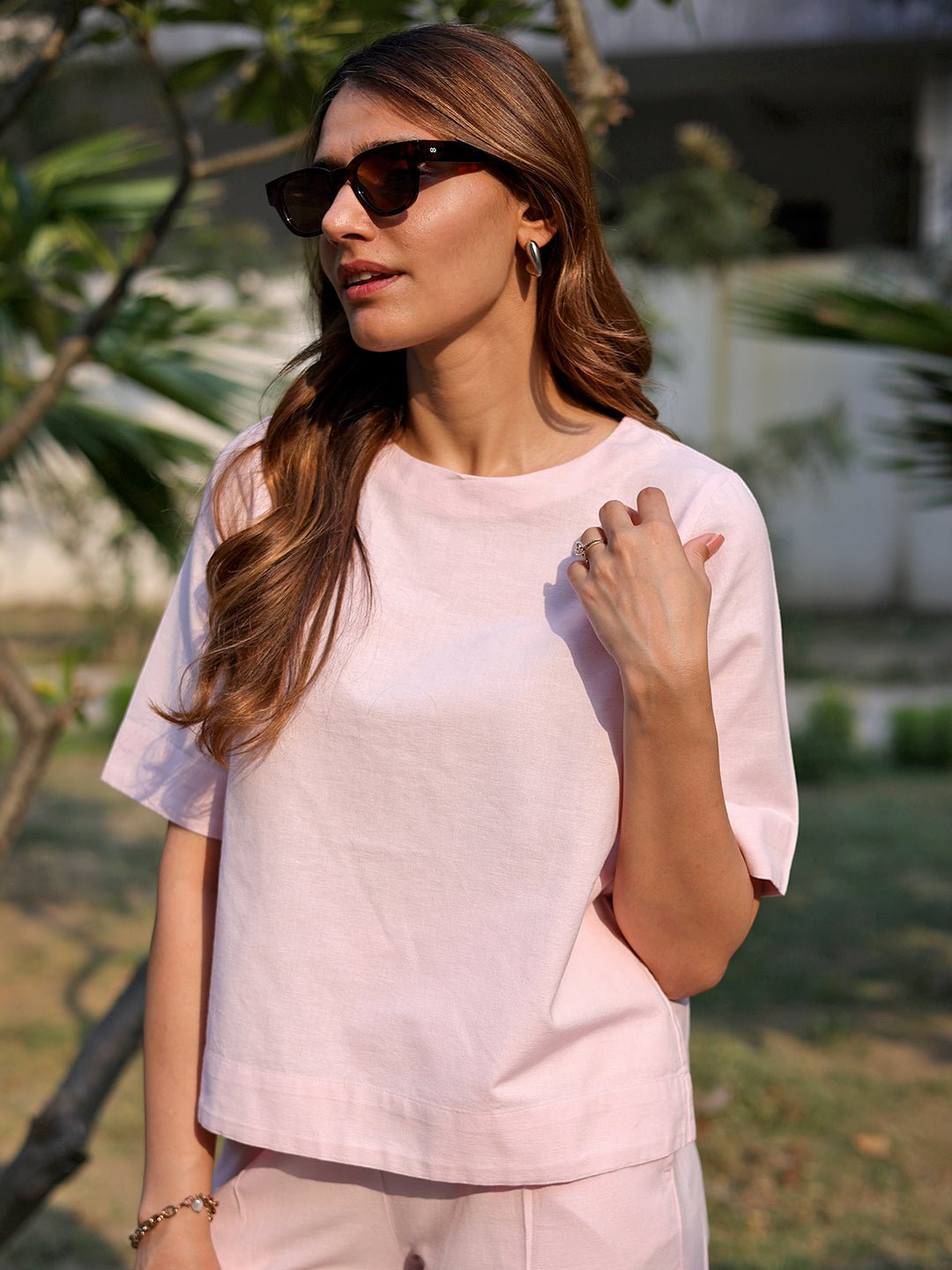 LinenLite Powder Pink Easy Fit Top