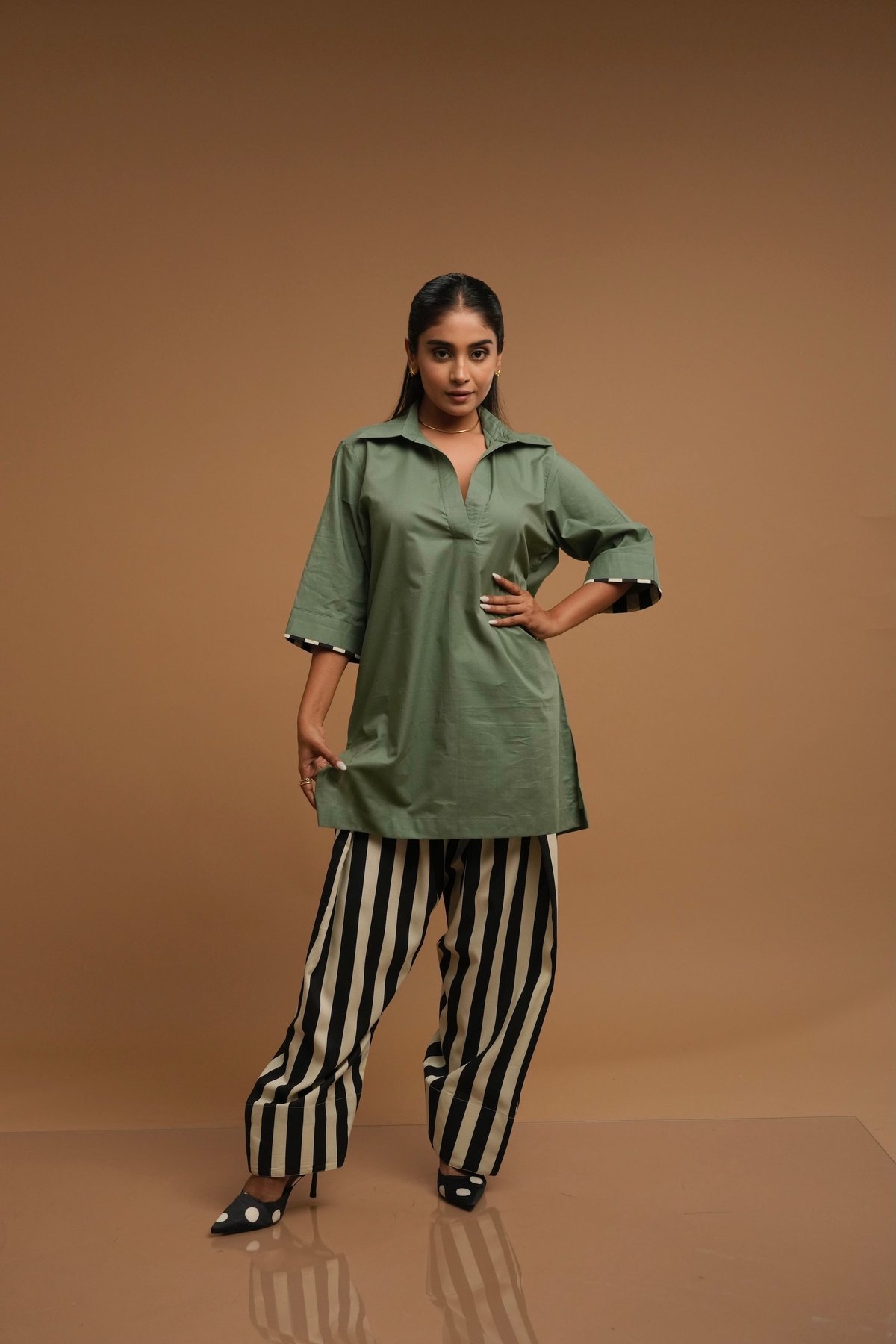 Mint Green Straight Kurta and Farshi Salwar Set