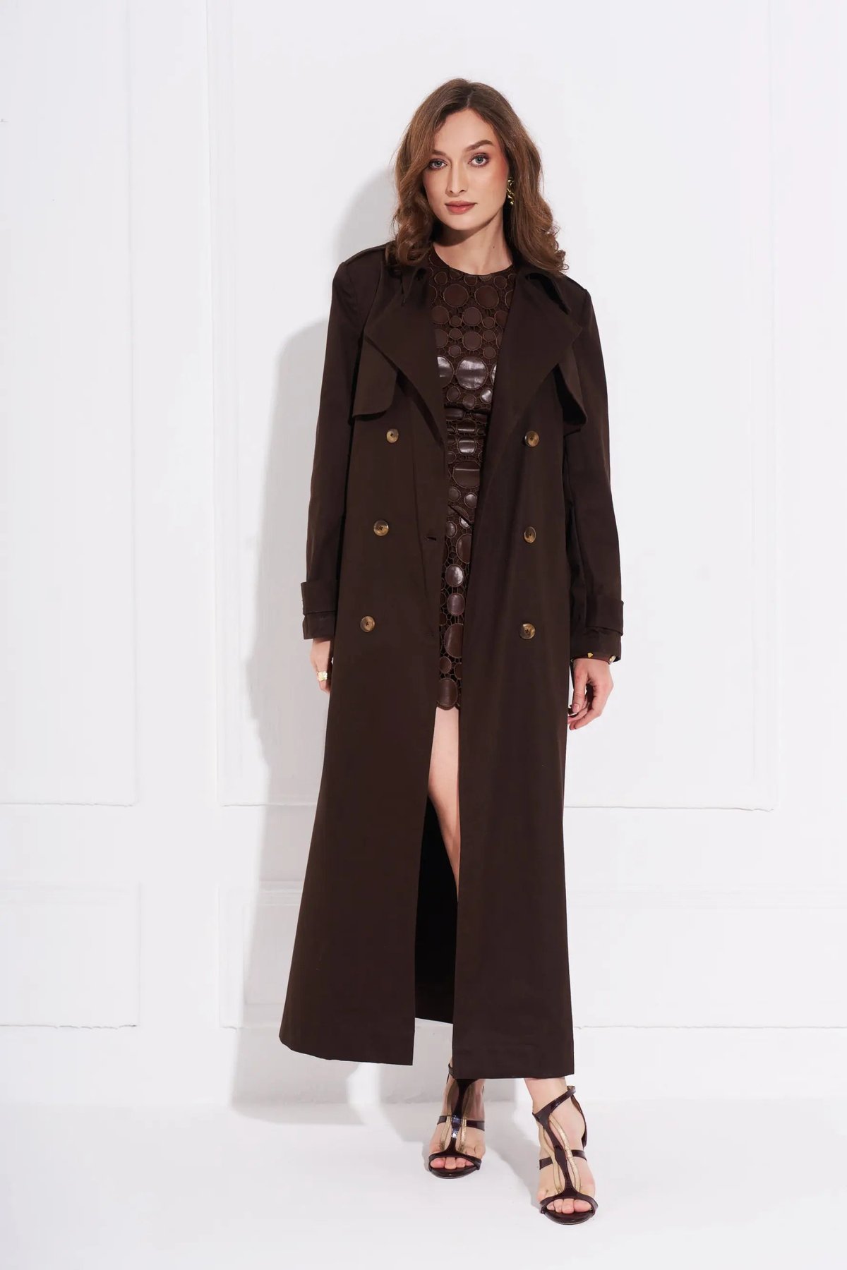 Walnut Oversized Cotton Twill Trench Coat