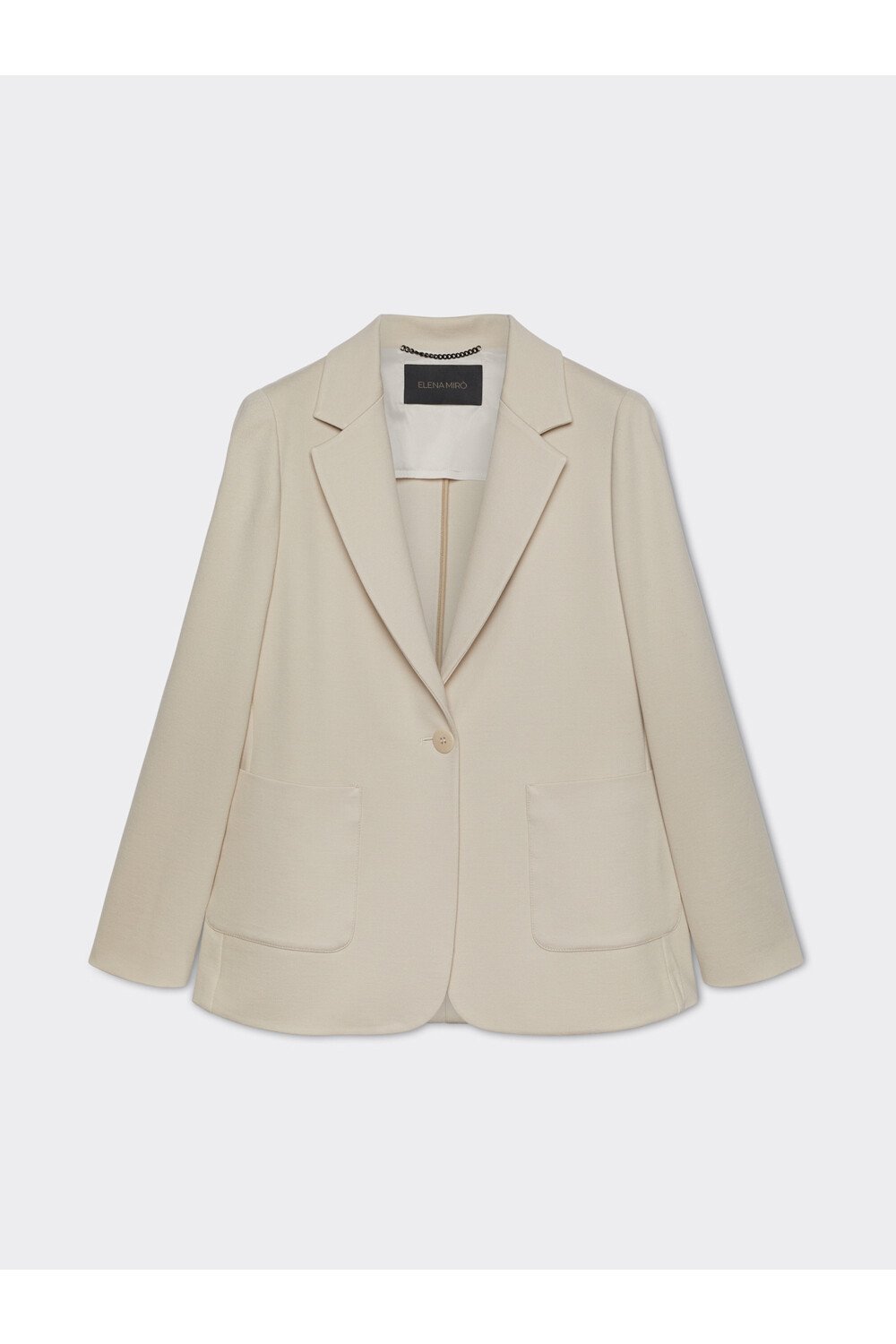 Beige Tailored Single-Breasted Lapel Collar Jacket