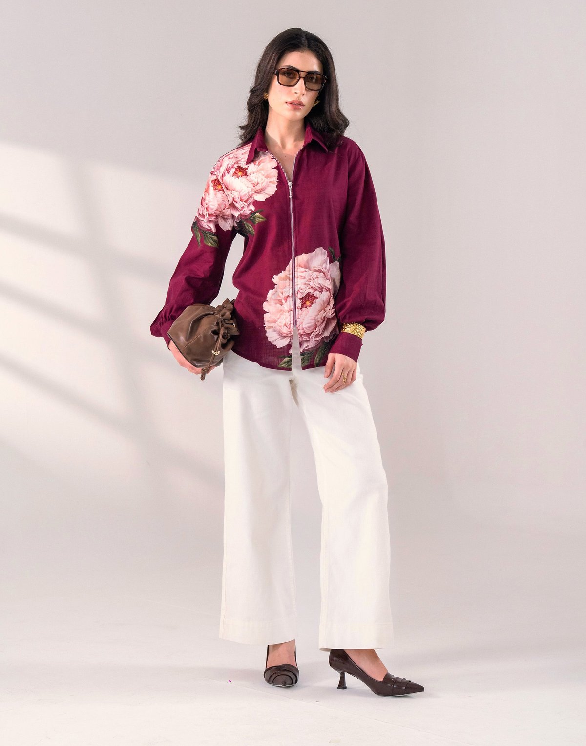Wine floral shirt