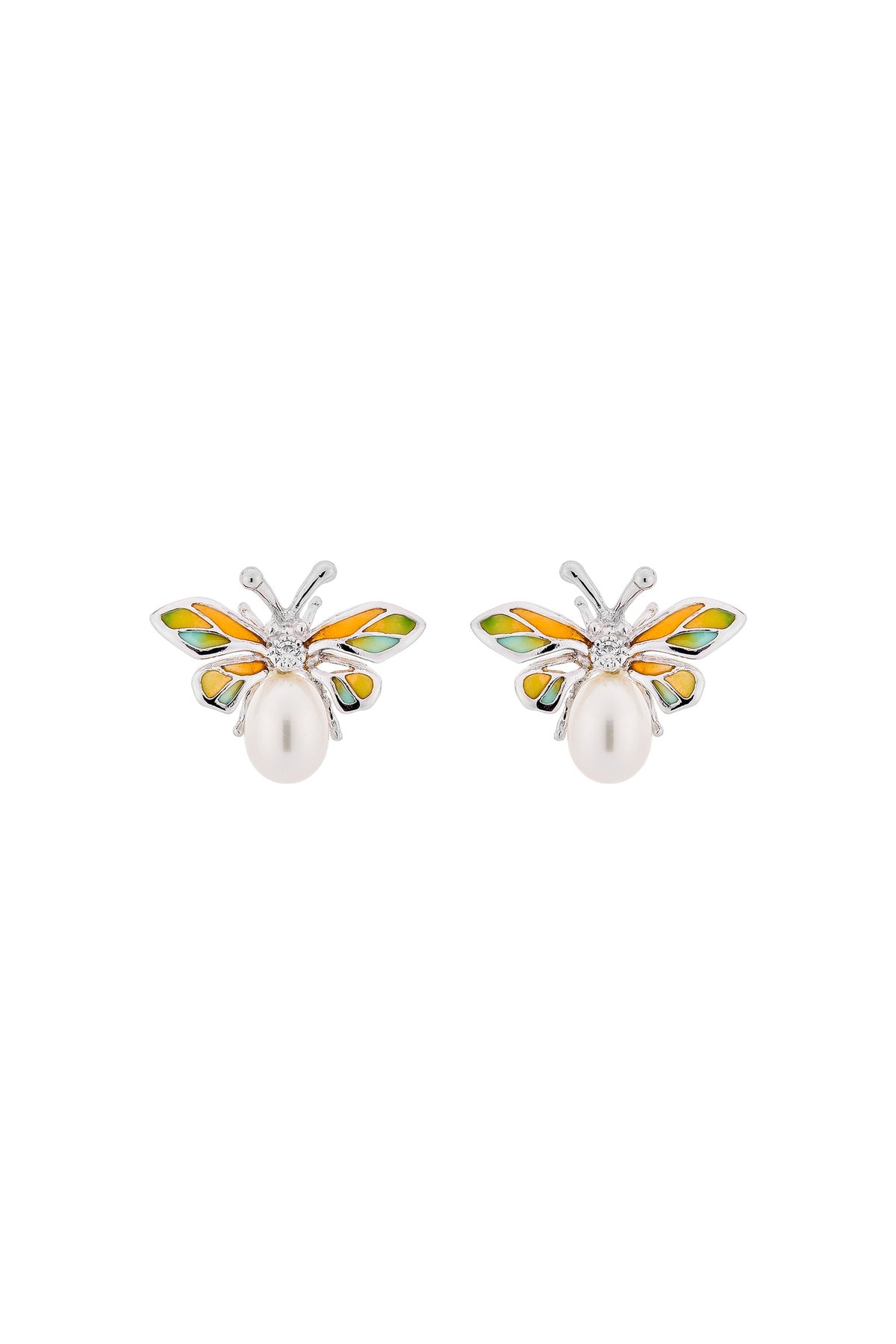 Orange Mystic Butterfly Stud Earrings
