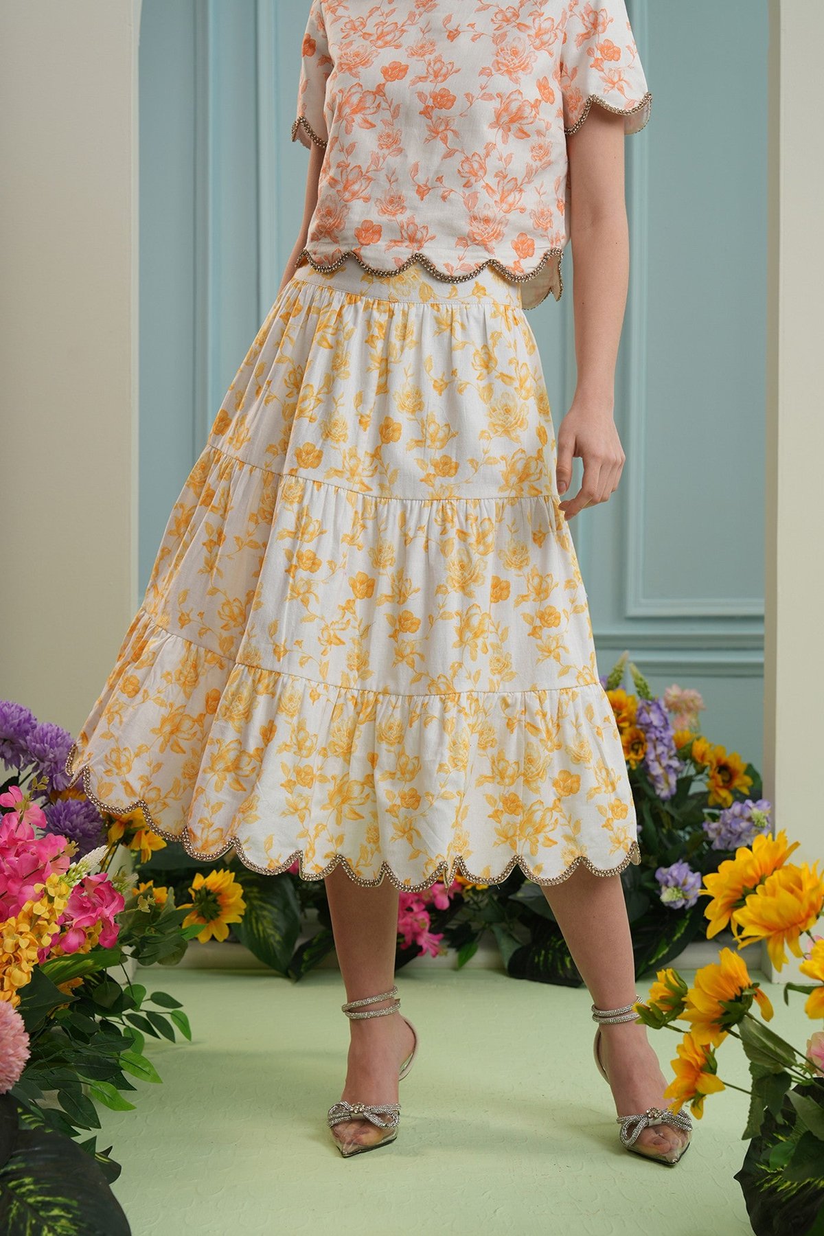Tulum Skirt- Yellow Roses