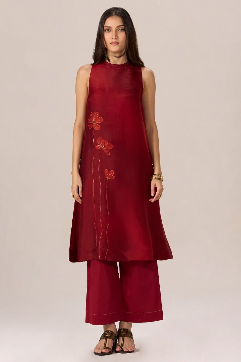 Maroon Silk Co-ord Set