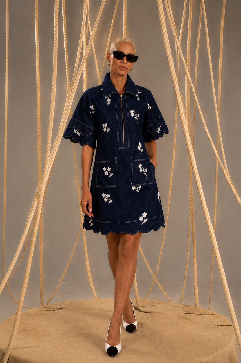 Rodeo Denim Embroidered Scalp Dress