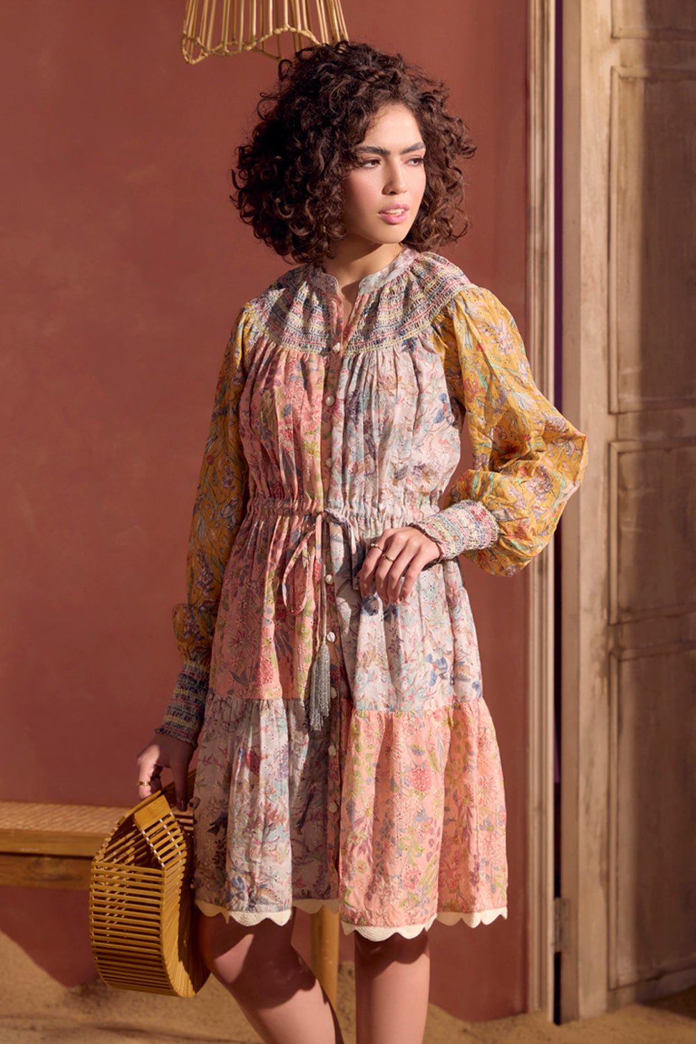 Pastel-Hue Dainty Smocked Dress