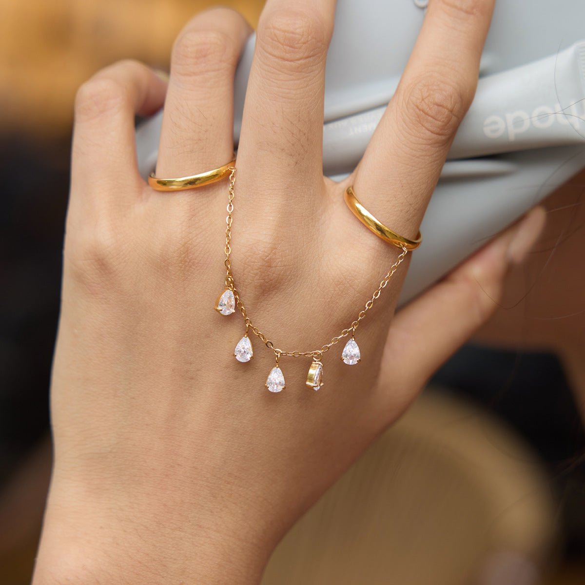 Golden Drip Chain Ring