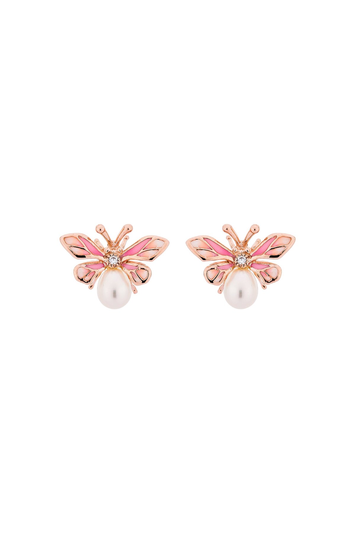 Pink Mystic Butterfly Stud Earrings