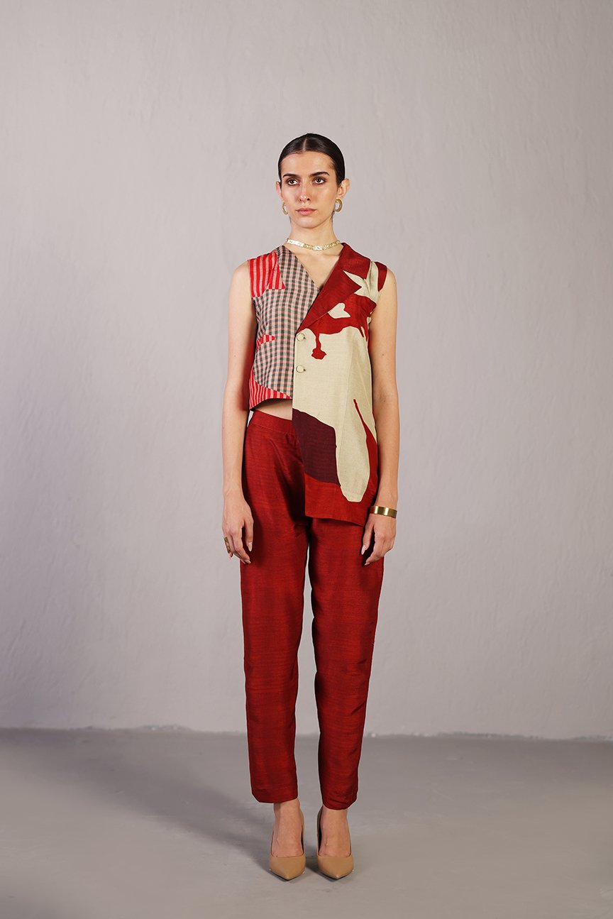 Floro Crimson Red Jacket Set