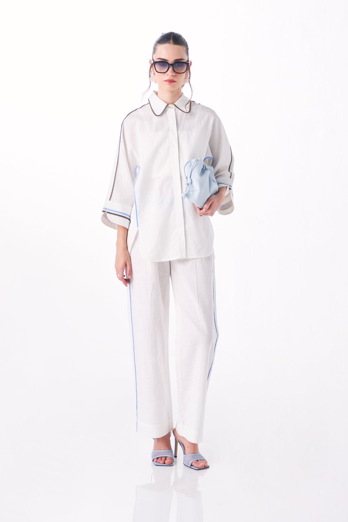 White Cotton-Linen Shirt and Pant Co-ord Set