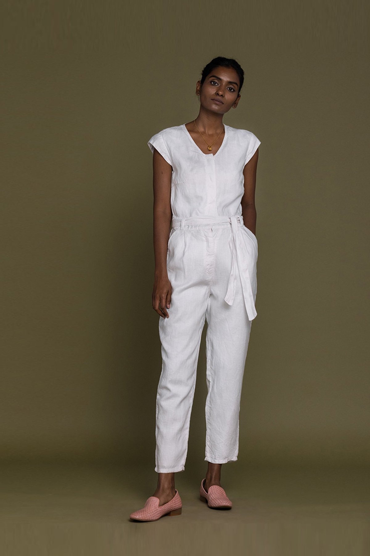 Evening Chai Jumpsuit In White