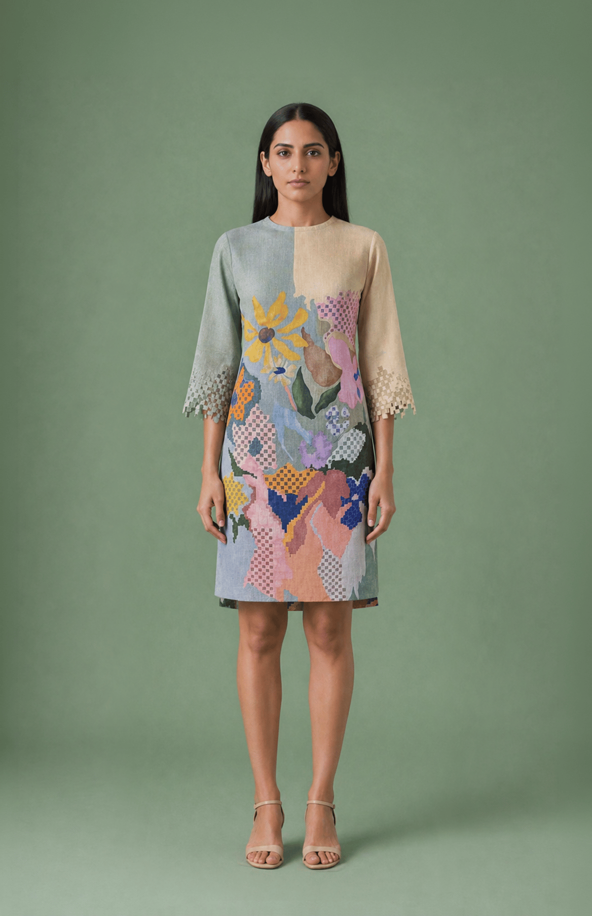 Ikat Cutwork Shift Dress