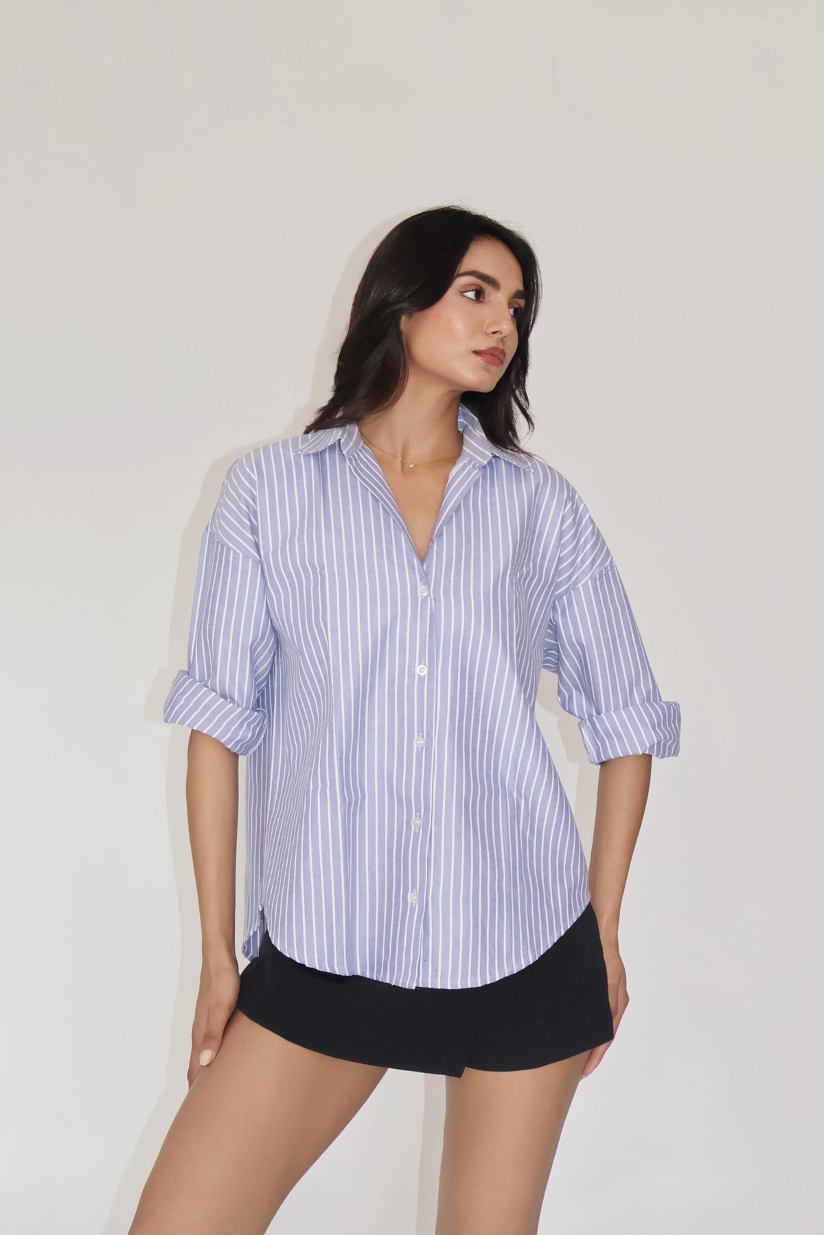 Blue Striped Oversized Shirt � Canva