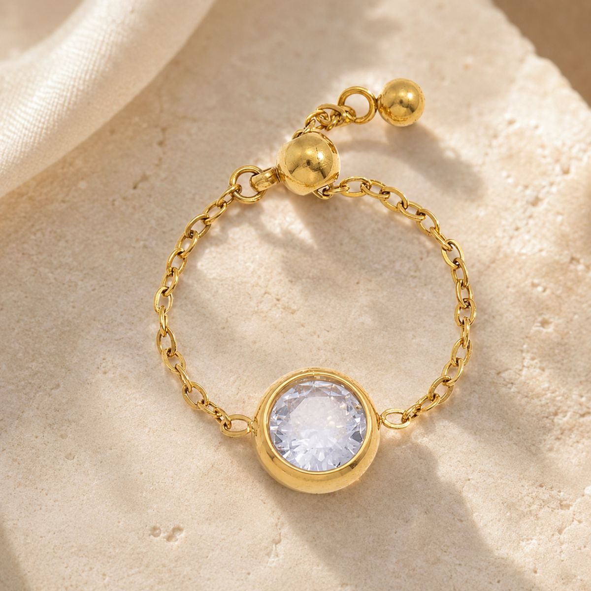 18K Gold Plated Chain Link Ring, Diva