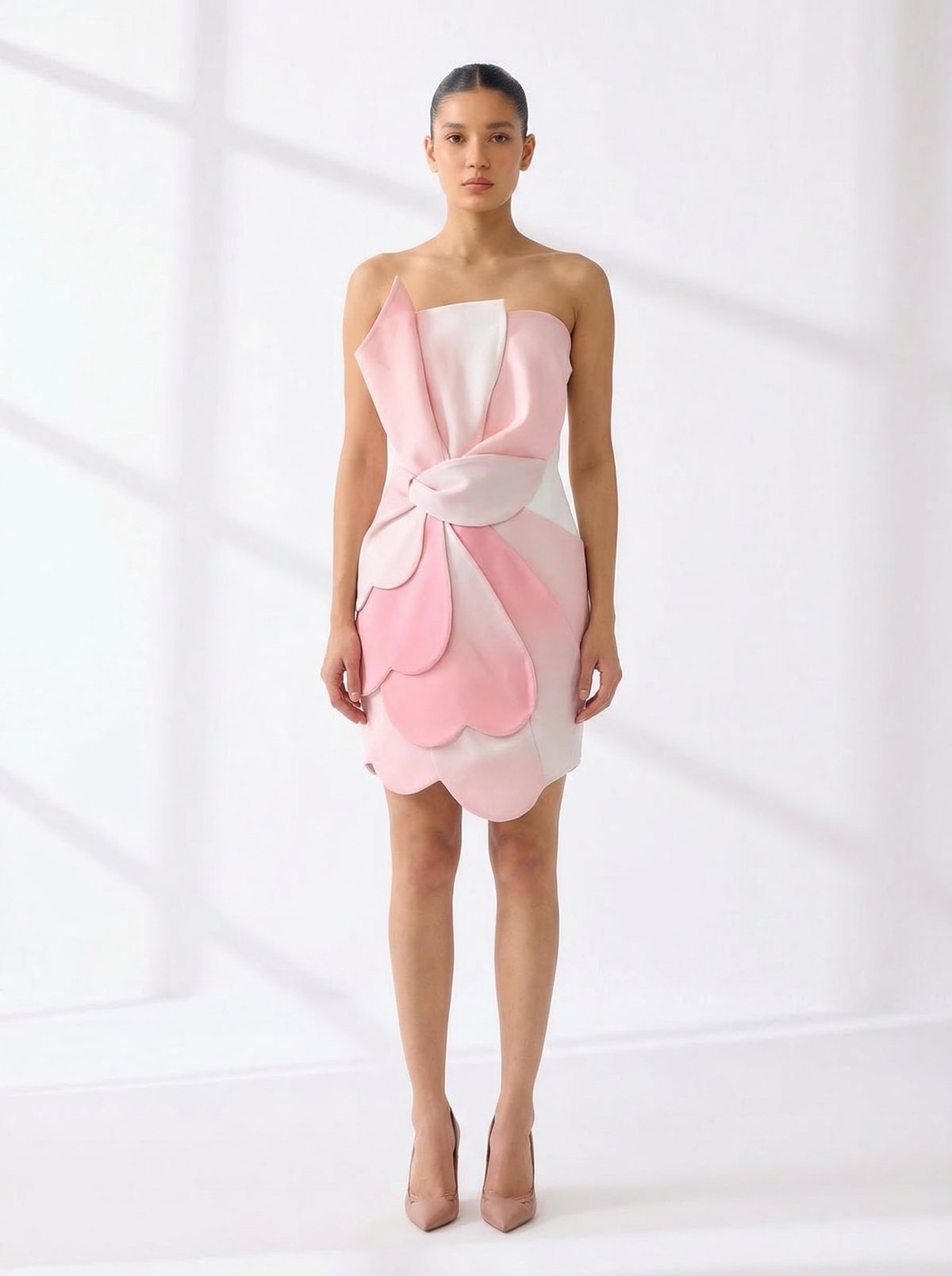 Baby Pink Strapless Sculpted Mini Dress