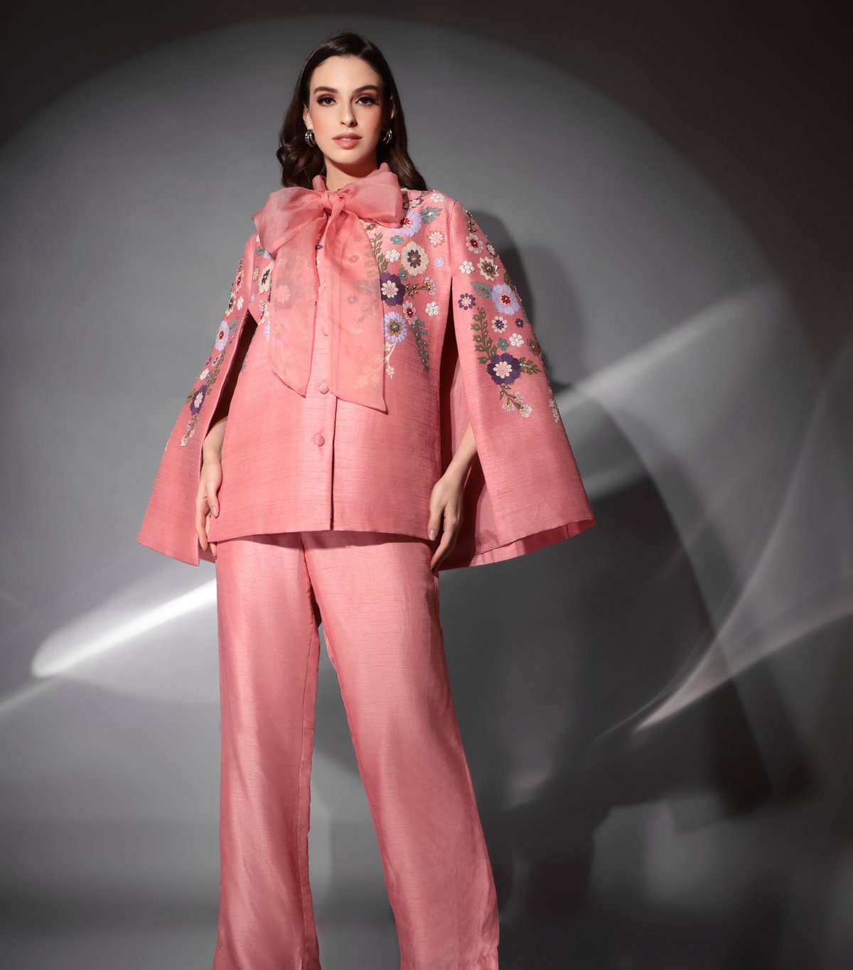Powder Pink Cape Jacket and Trouser Co-ord Set