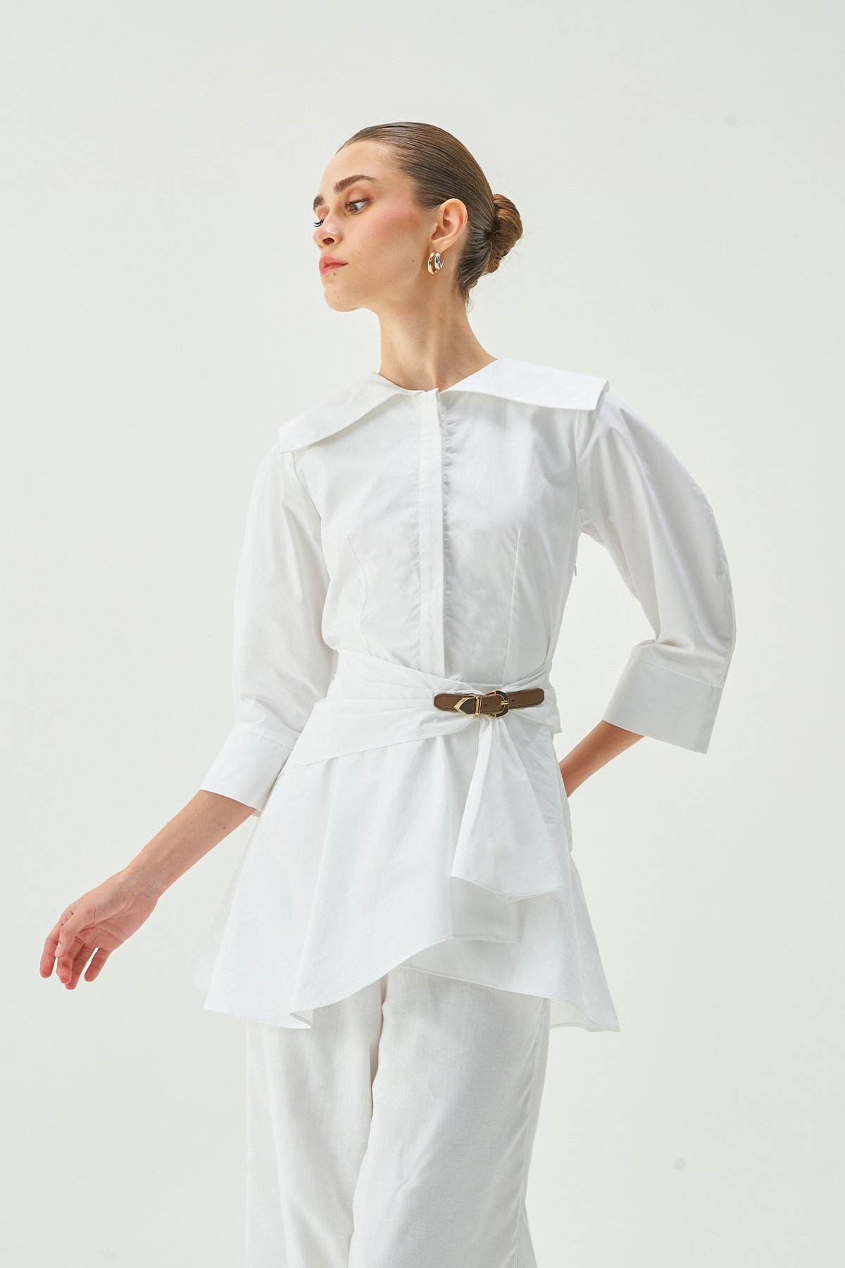 Off-White Belted Cotton Poplin Shirt