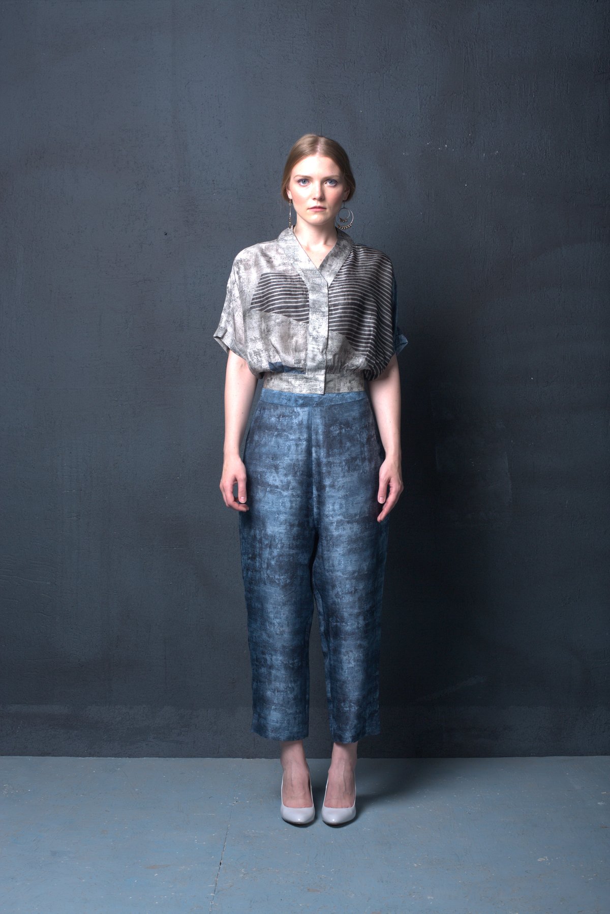 Stone Blue/Grey Dupion Silk Co-ord Set