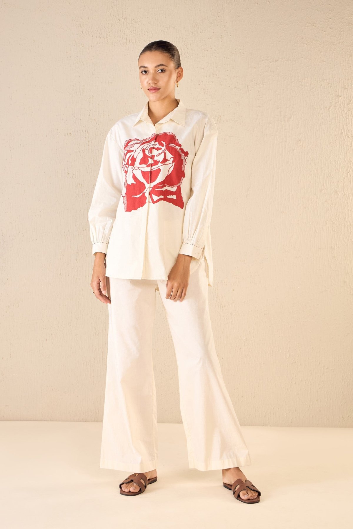 Rose Dream: Ivory Oversize Cotton Shirt