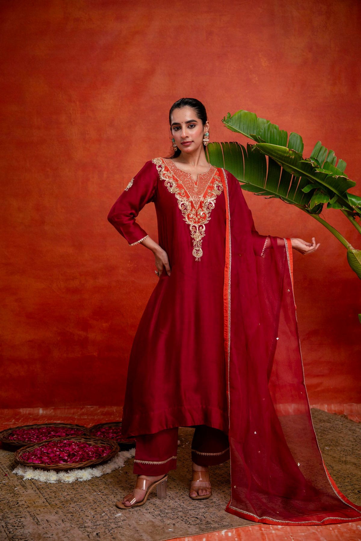 Gulabik Maroon Festive Suit Set
