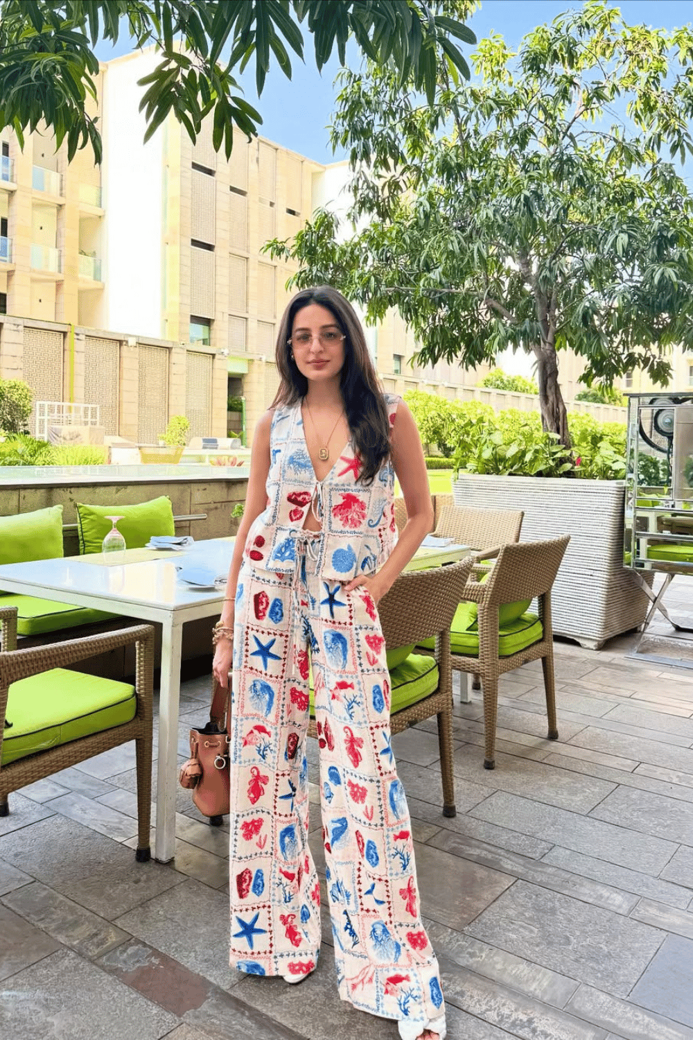 Multicolor Nautical Print Tie-Up Sleeveless Vest Top