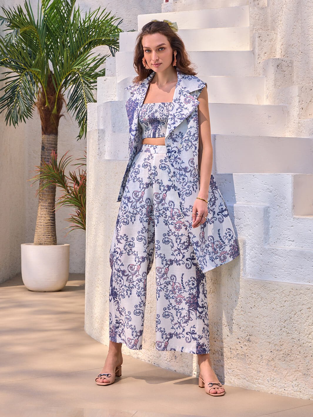 Duomo Three Piece Cotton Linen Co-Ord Set