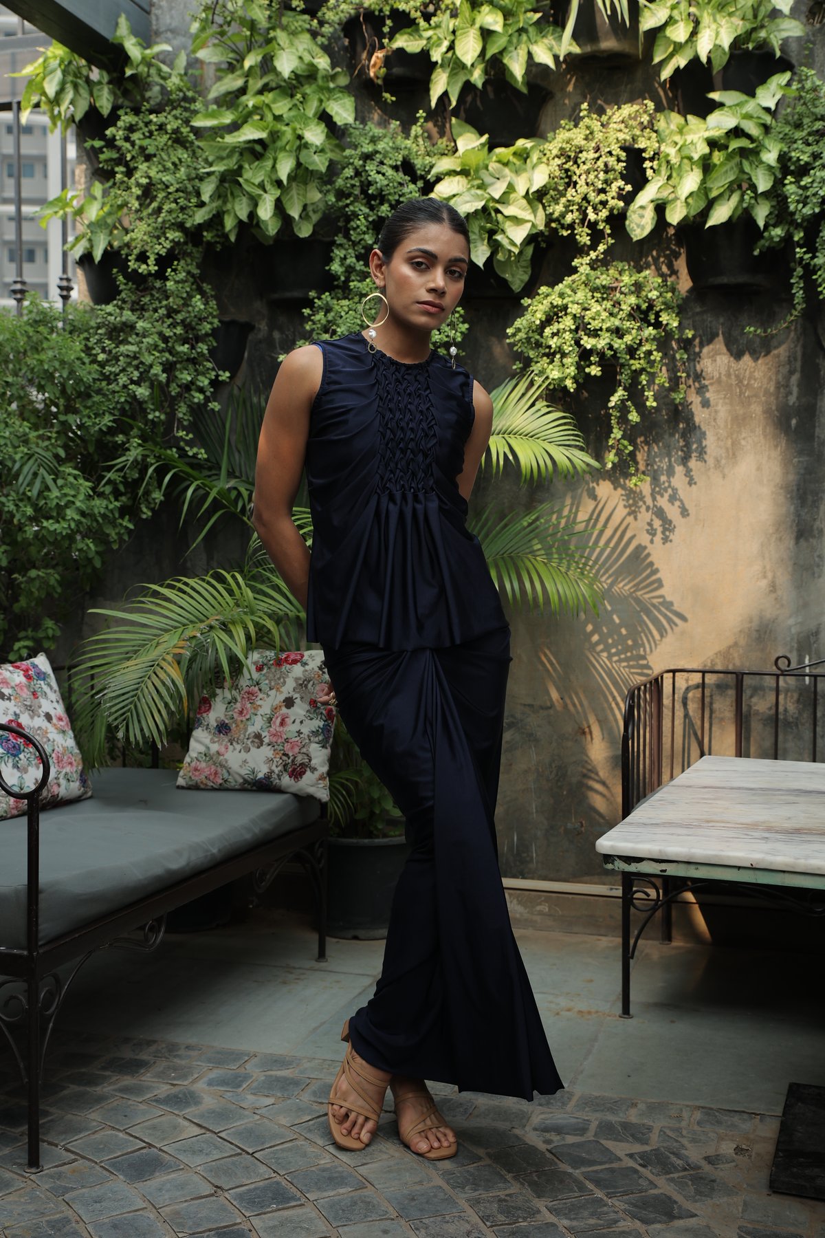 Grace Sleevless Lycra Front Smock With Skirt