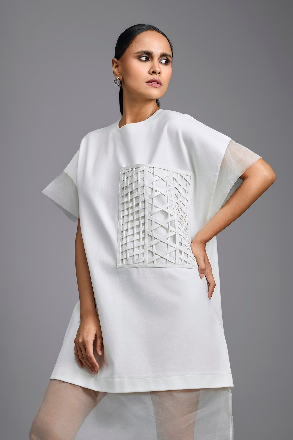 Oversized Dress with Sheer Hem Detail
