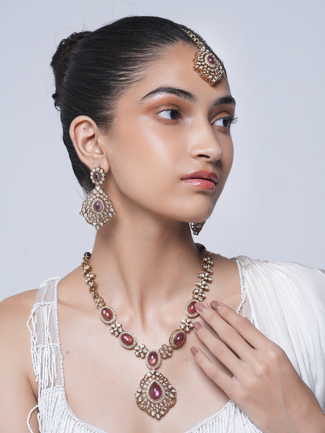 Designer Mehendi Polish Pink Necklace