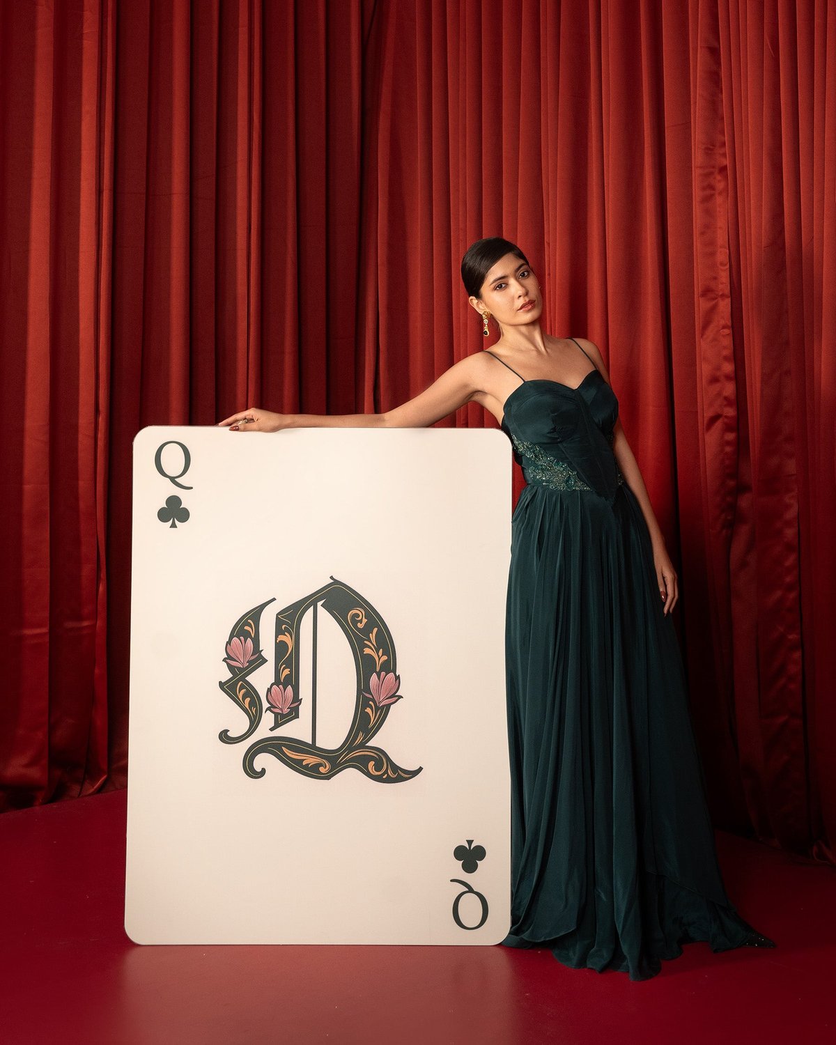 Dark Teal Green Sweetheart Bustier Maxi Gown