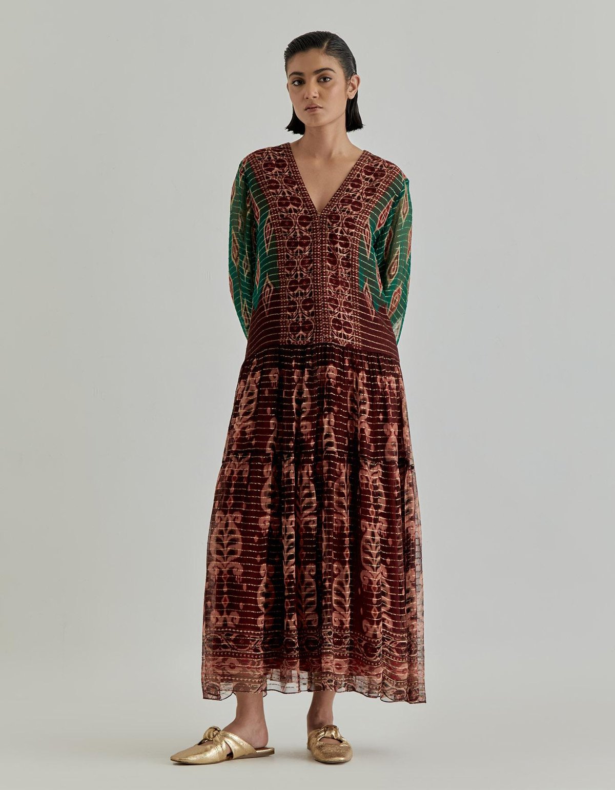 Pink Jaspe Kaftan Dress In Lurex Georgette