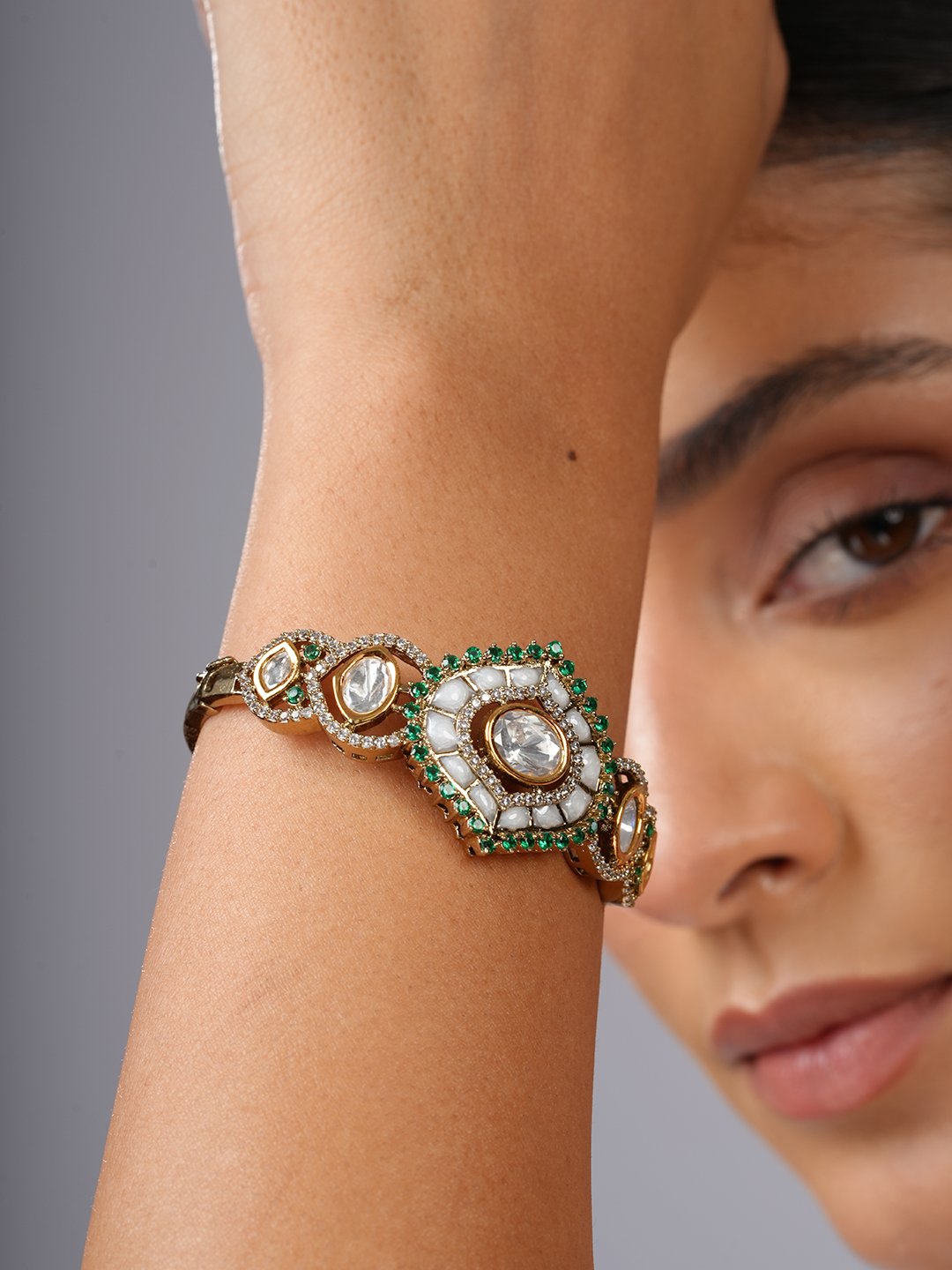 MOP Mehendi Polish Kundan Bracelet