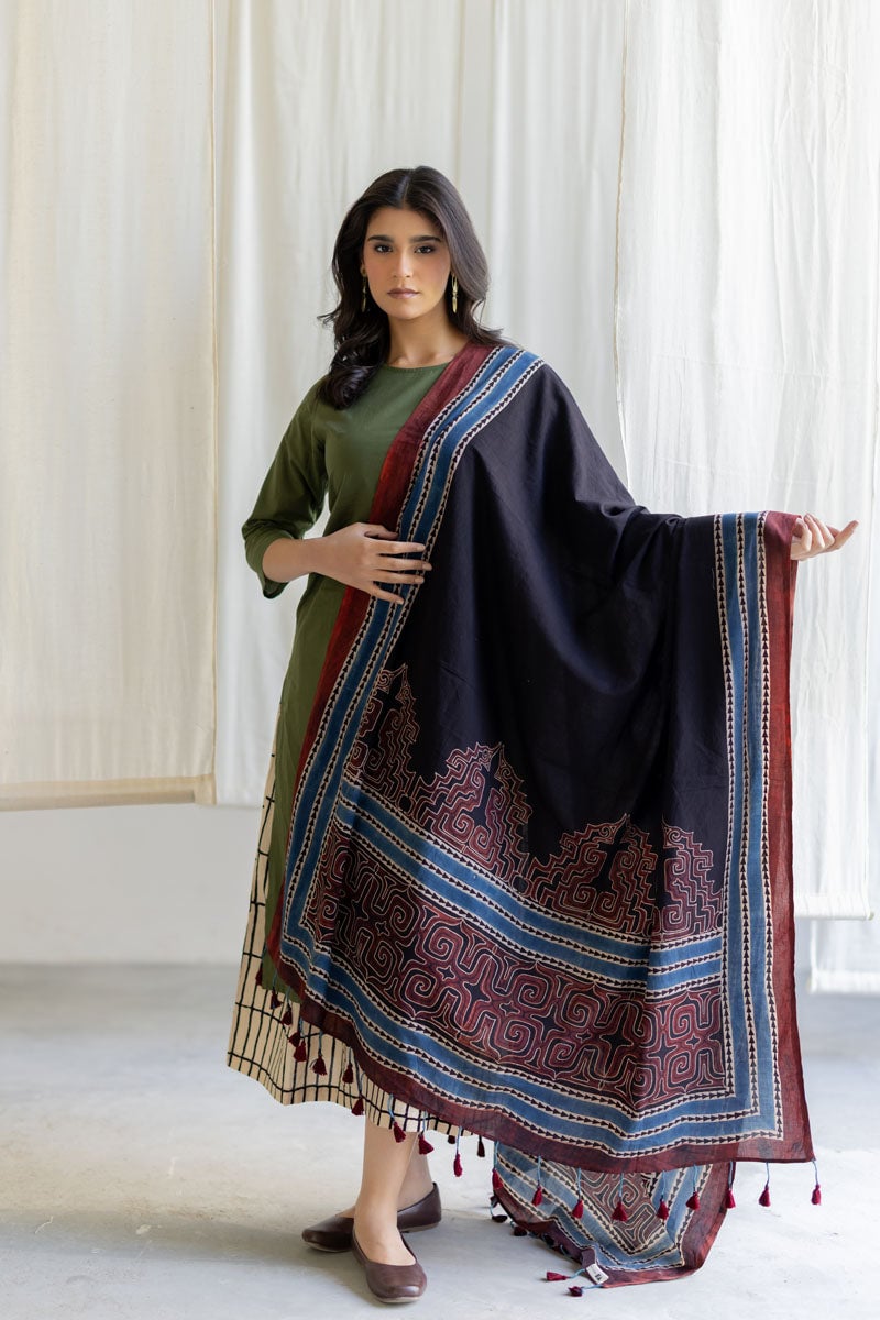 Cotton Dupatta - Prithvi Black