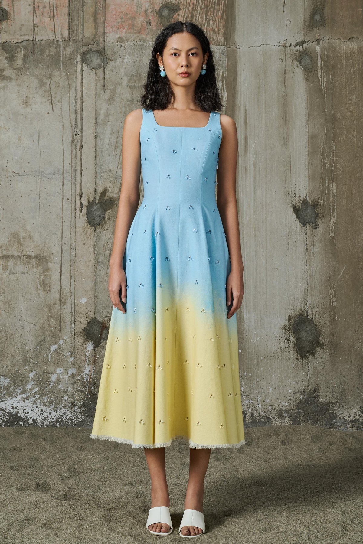 Soft Horizon Flared Midi Dress