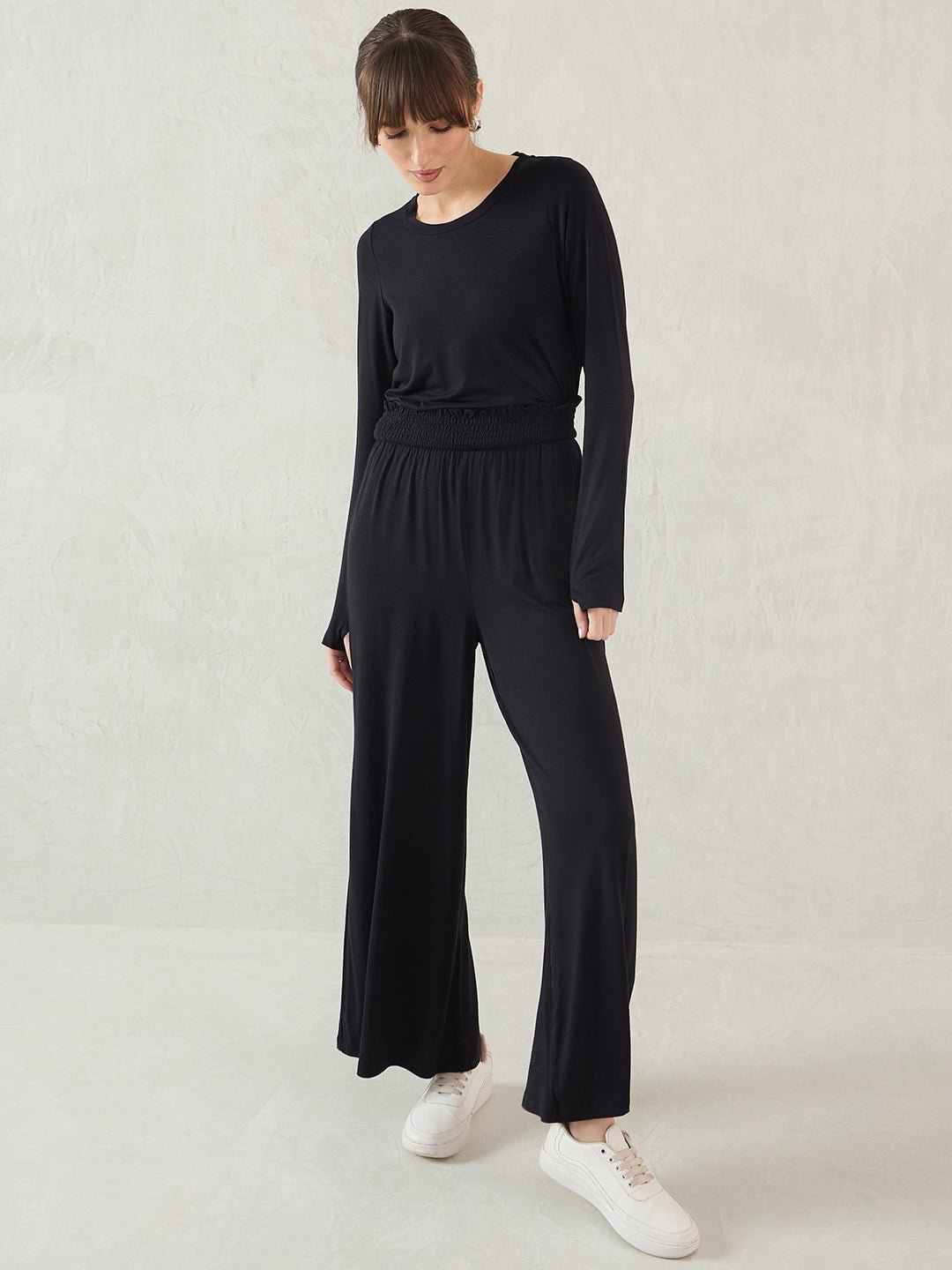 UltraSoft Bamboo Black Wide-leg Pants