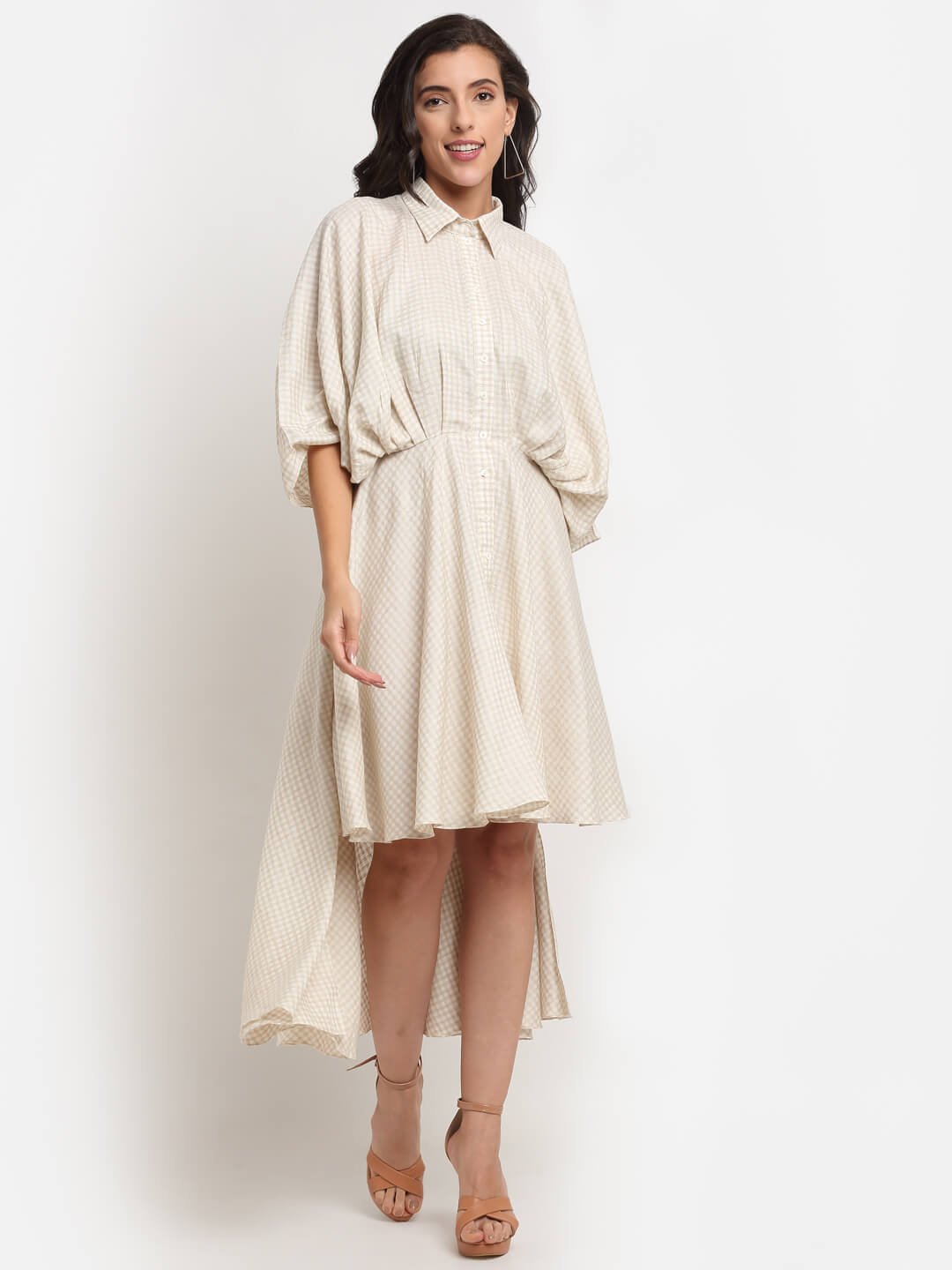 White Asymmetric Tencel Shirt Dress