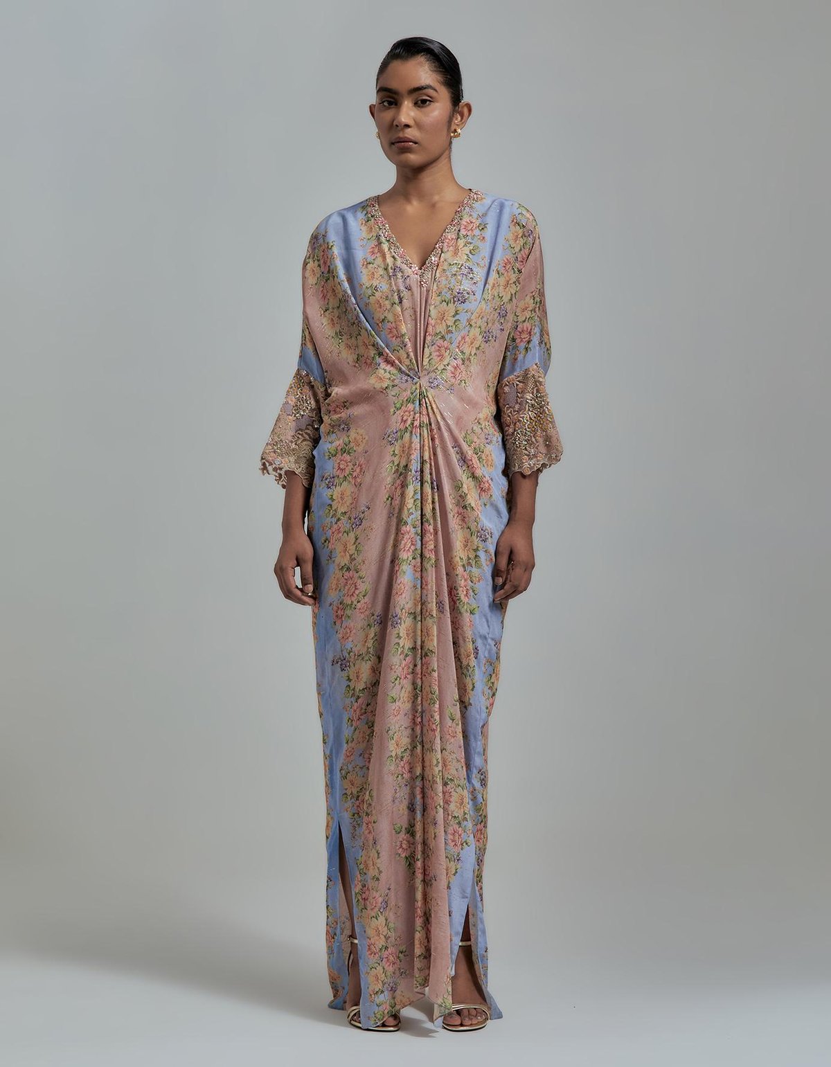Multicolor Printed Draped Kaftan
