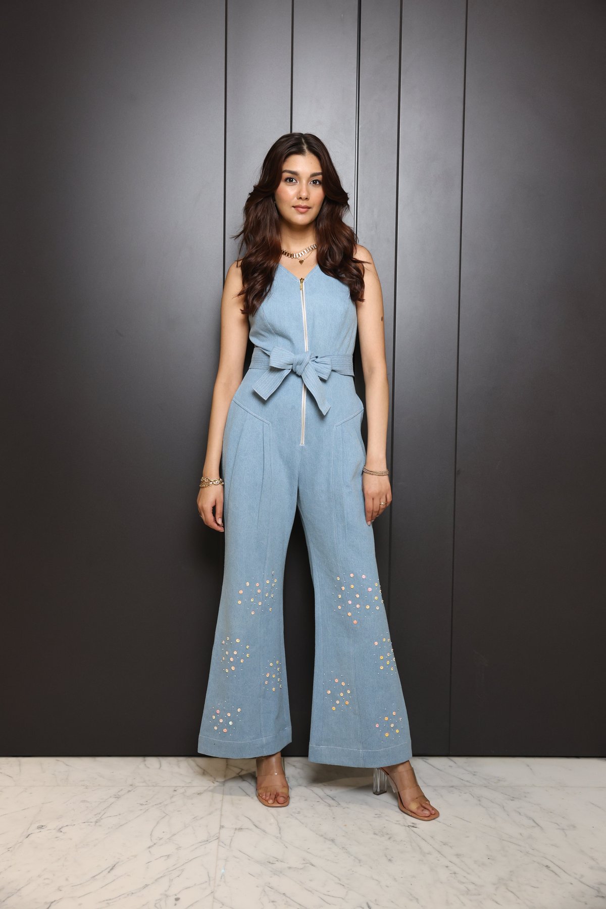 Embroidered Denim Jumpsuit
